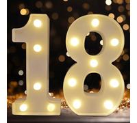 DyingSwan Led Light Up Numbers, 18th Birthday Decorations, Marquee Numbers Lights, Battery Powered Light Up Sign for Sweet 18 Decor Party (White)