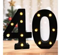 DyingSwan Led Light Up Numbers, 40th Birthday Decorations, Marquee Numbers Lights, Battery Powered Light Up Sign for 30 Decor Party (Black)