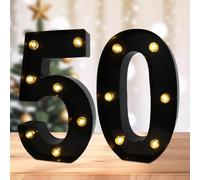 DyingSwan Led Light Up Numbers, 50th Birthday Decorations, Marquee Numbers Lights, Battery Powered Light Up Sign for 30 Decor Party (Black)