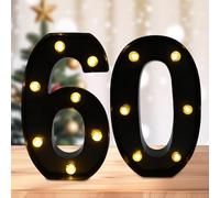 DyingSwan Led Light Up Numbers, 60th Birthday Decorations, Marquee Numbers Lights, Battery Powered Light Up Sign for 30 Decor Party (Black)