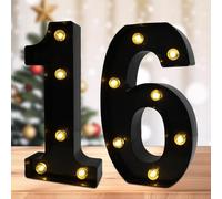 DyingSwan Led Light Up Numbers, Sweet 16th Birthday Party Decorations, Battery Powered Number 2 Light Up Sign, 16th Birthday Decorations for Girls (Black)
