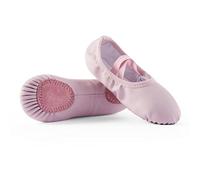 DyingSwan Toddler Girls Ballet Shoes, Soft Leather Ballet Flats, No Tie Ballet Shoes, Dance Shoes for Girls (Toddler/Kid/Large/Women), Pink, 22.2 cm