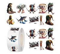 DYIOTF Pack of 500 Brain Red Sticker Roll, Italian Brain Red Stickers with 10 Designs, Round Collectable Stickers for Children & Fans, Ideal for Laptop, School and Decoration, Brain Red Cards