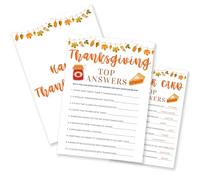 DYIRBIIY Thanksgiving Game Set- 30 Pcs Top Answers Theme Party Game,Maple Leaf & Turkey Pattern,Thanksgiving Activities for Family & Friend, Fall Party Increase Interactive Atmosphere(5" x 7")- A07