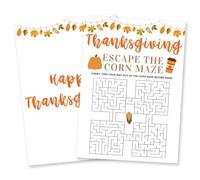 DYIRBIIY Thanksgiving Game Set- Escape The Corn Maze Theme Party Game,Maple Leaf & Turkey Pattern,Thanksgiving Activities for Family & Friend, Fall Party Increase Interactive Atmosphere(5" x 7")- A04
