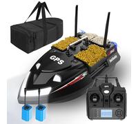 DYJD Dual Antenna GPS Bait Boat for Carp Fishing - 500M Range, 3KG Load, 4 Hoppers, Remote Controlled Feeding Boat with Storage Bag