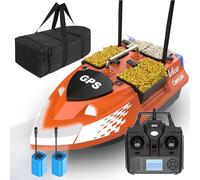 DYJD GPS RC Fishing Lure Boat Dual Antenna 4 Hoppers 500 m GPS 3 kg Bait Boat for Carp Fishing Remote Controlled Fishing Nest Boat RC Bait Boat with Bag (Orange)
