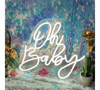 DYJD Large Oh Baby Neon Sign Oh Baby Word LED Neon Decor Light for Party Room Home Bar Baby Shower Decor Banner