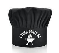 DYJYBMY I Turn Grills On, Adult Adjustable Kitchen Cooking Hat with Elastic Band Chef Baker Cap Black, Funny BBQ Chef Hat for Men, Woman, Novelty Fathers Day Grilling Gift