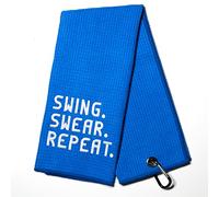 DYJYBMY Swing Swear Repeat Golf Towel with Clip Golf Ball Towel for Golf Course Exercise,Golf Gift for Men,Birthday Gifts for Golf Fan,Retired Gifts for Coworker