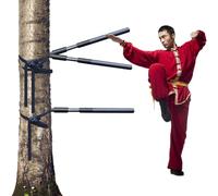 DYK&NX Wing Chun Wooden Dummy, Outdoor bundled Tai Chi Stick, Portable Martial Arts Dummies, Double spring push hand kung fu training, 3 piece set, for Tree Or Hard Object (Color : 3Spring Hand)
