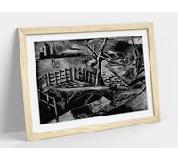 Dyke by the Road 1922 Paul Nash Stunning Framed Wall Art Print Picture - A1 - Light Oak Frame
