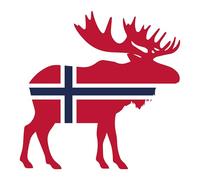 Dykgraaf Norway Elk Sticker Elk Deer Norge Flag National Colours Elk Moose Red Blue 10.5 cm x 10.5 cm