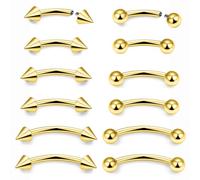 Dyknasz Eyebrow Piercing Jewelry Internally Threaded Surgical Steel Curved Barbell Tiny Eyebrow Ring Vertical Labret Lip Jewelry Ear Rook Gold Small Belly Button Ring for Women Men 16g 6mm 8mm 10mm
