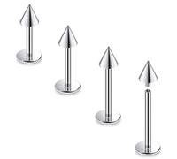 Dyknasz Labret Jewelry Internally Threaded Titanium Snake Bite Piercing Jewelry Lip Rings Studs Monroe Medusa Piercing Jewelry for Women Men 16g 6mm/8mm/10mm/12mm Spike