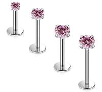 Dyknasz Medusa Piercing Jewelry Internally Threaded Titanium Tragus Piercing jewelry Flat Back Earrings Lip Rings Studs Snake Bite Monroe Labret Studs for Women Men 16g, Metal, cubic zirconia