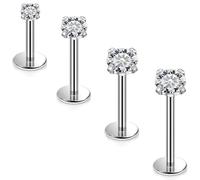 Dyknasz Medusa Piercing Jewelry Internally Threaded Titanium Tragus Piercing jewelry Flat Back Earrings Lip Rings Studs Snake Bite Monroe Labret Studs for Women Men 16g, Metal, cubic zirconia