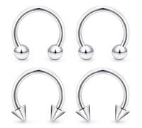 Dyknasz Septum Rings Internally Threaded Titanium Horseshoe Nose Ring Lip Rings Hoop Snake Bite Jewelry Daith Piercing Jewelry for Women Men 16g 8mm