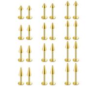 Dyknasz Spike Earrings Surgical Steel Helix Piercing Jewelry Long Spike Snake Bite Jewelry 16G Lip Rings Labret Studs Tragus Earrings for Women Men 6mm 8mm 10mm Bar Length 24PCS, Metal, stainless