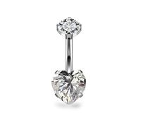 Dyknasz Titanium Belly Button Rings Hypoallergenic Belly Button Ring 14G Internally Threaded Navel Piercing Jewelry Bar Length 10mm, Metal Crystal, cubic zirconia