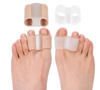 DYKOOK 4PCS (2S Nylon+2Gel) Gel Toe Separators Bunion Corrector Big Toe Straightener with 2 Loops be Made of Elastic Fabric & Gel Toe Corrector Bunion Support Pad for Hallux Valgus Foot Pain,Corns