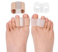 DYKOOK 4PCS (2S Nylon+2Gel) Gel Toe Separators Bunion Corrector Big Toe Straightener with 2 Loops be Made of Elastic Fabric & Gel Toe Corrector Bunion Support Pad for Hallux Valgus Foot Pain,Corns