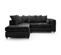 Dylan Chenille Fabric Left Hand Facing Corner Sofa LUXURY LIFE Black One Size