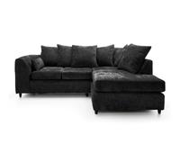 Dylan Chenille Fabric Right Hand Facing Corner Sofa LUXURY LIFE Black One Size