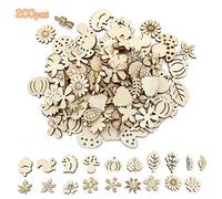 Dylan-EU 200 Pcs Wood Flower Leaf Embellishments - Cute Wooden Animal Shapes for Table Scatter, Confetti, DIY Scrapbooking, Wedding Decoration, Sewing Crafts