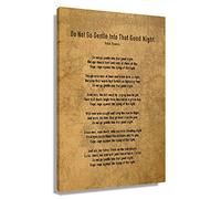 Dylan Thomas Do Not Go Gentle into That Good Night Inspirational Quotes Poem on Canvas Wall Art Modern Vintage Yellow 30x45cm