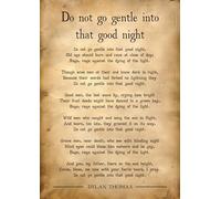Dylan Thomas Do not go gentle into that good night poem old paper style art print. Size A4