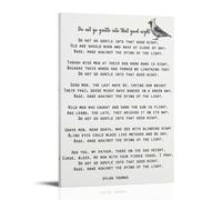 Dylan Thomas Poem Print (1) Canvas Wall Art Inspirational Poems, Vintage Aesthetic Poster, Printing for Apartment Bedroom Living Room Decor20x30inch(50x75cm)