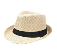 Dylandy Straw Hat for Men - Beach, Jazz, Fedora, Trilby Style - UV Protection Wide Brimmed Panama Summer Outdoor Cap (Beige)