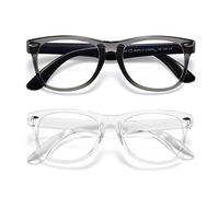 DYLB Kids Blue Light Blocking Glasses girls boys 2 pack, computer video gaming glasses for kids girls boys Age 3-10,Anti blue light & Headache (transparent black + transparent)