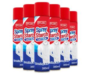 Dylon 2-in-1 Starch Spray with Easy Iron, Ironing Aid That Restores Look of Fabric and Helps Remove Creases - 300 ml (Pack of 6)
