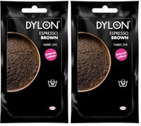 DYLON Hand Dye, Fabric Dye Sachet for Clothes, Soft Furnishings and Projects, 50 g - Espresso Brown - Pack of 2