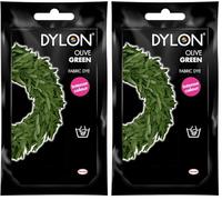 DYLON Hand Dye, Fabric Dye Sachet for Clothes, Soft Furnishings and Projects, 50 g - Olive Green (Pack of 2)