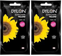 DYLON Hand Dye, Fabric Dye Sachet for Clothes, Soft Furnishings and Projects, 50 g - Sunflower Yellow (Pack of 2)