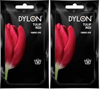 DYLON Hand Dye, Fabric Dye Sachet for Clothes, Soft Furnishings and Projects, 50 g - Tulip Red (Pack of 2)