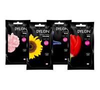 Dylon Hand Fabric Dye Sachets, Spring Bundle, Includes: Sunflower Yellow, Tulip Red, Peony Pink and Ocean Blue