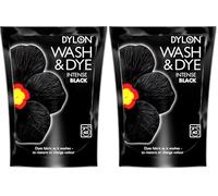 Dylon Wash & Dye Fabric Dye for Clothes & Soft Furnishings - Intense Black/Velvet Black (Pack of 2)