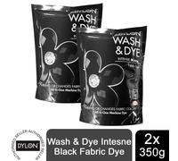 DYLON Wash & Dye Fabric Dye, Intense Black, 2 Packs of 350g