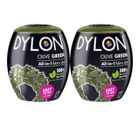 DYLON Washing Machine Fabric Dye Pod for Clothes & Soft Furnishings, 350g Olive Green (Pack of 2)