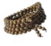 DYLYMX 108 Natural Sandalwood Bracelet 8mm Beads Tibetan Buddhist Green Sandalwood Bracelet Mala Prayer Meditation Elastic Wrap Necklace
