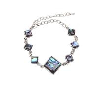 DyLyz Boho Colorful Rhombus Abalone Shell Stone Bracelet Jewelry fashion Adjustable Link Bangle Bracelets Natural Crystal Reiki Chakra Bangle Wrist For Women Men