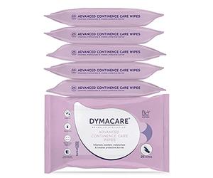 DYMACARE Advanced Continence Care Wipes | Adult Premium Disposable Incontinence Skin Cleansing Wet Wipes with Barrier Cream & Aloe Vera | 6 Packs (150 Wipes Total)