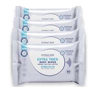 Dymacare Extra Thick Body Wipes - Hypoallergenic, Fragrance-Free, Skin-Friendly with Vitamin E & Pro-B5 - Travel & Gym Essential - Rinse-Free Shower Wipes for Adults (4 Packs, 200 count)