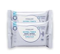 Dymacare Extra Thick Body Wipes - Hypoallergenic, Fragrance-Free, Skin-Friendly with Vitamin E & Pro-B5 - Travel & Gym Essential - Rinse-Free Shower Wipes for Adults (2 Packs, 100 count)