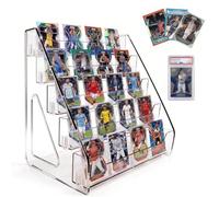 DYMHQ Acrylic Card Display Stand, 5-Tier Graded Sports Card Holder Shelf | Clear Snap-on Design Suits Perfumes, Figures, Cosmetics and Collectibles for Tidy Home or Office Presentation and Storage