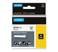 DYMO 1734524 Rhino Flexible Nylon Industrial Label Tape, 1" x 11 1/2 ft, White/Black Print